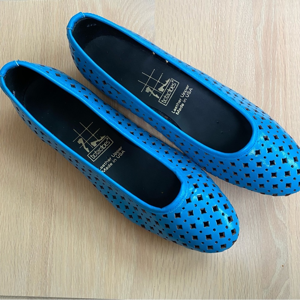 Blue Leather Flat Slip On Almond Toe USA Wide New